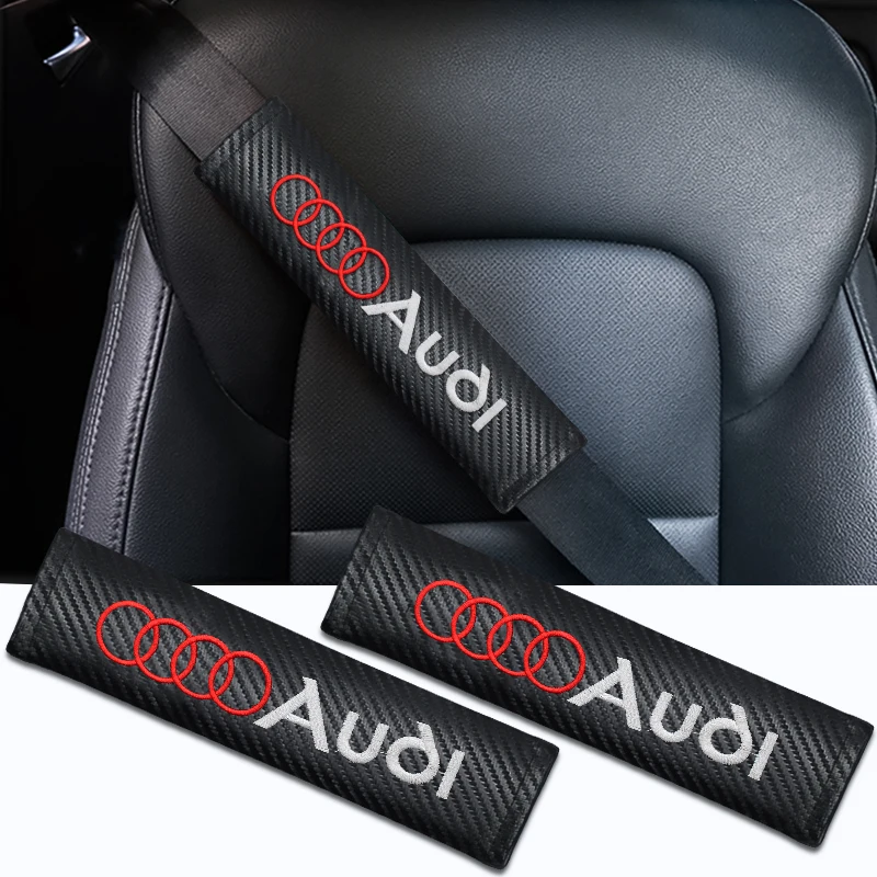 Car Interior Seat Belt Cover Carbon Fiber Seatbelt Shoulder Strap Protector Pads For Audi Sline A4 b6 b8 b7 b5 A6 A3 A8 Q3 Q5 Q7