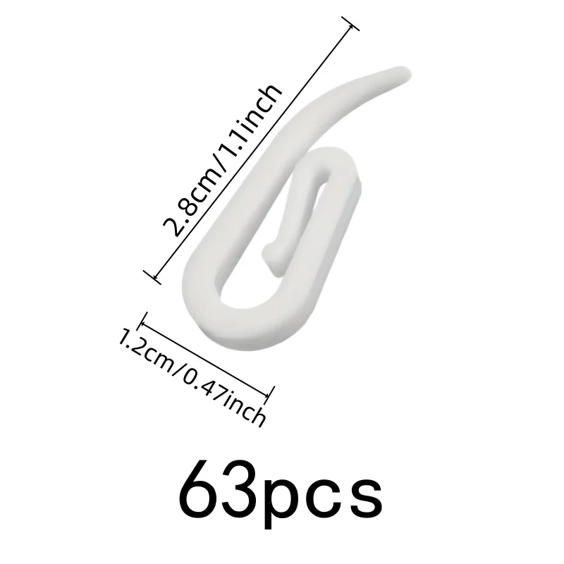 63 pcs Plastic Curtain Hooks, Living Room Curtains, Durable Plastic Material, Smooth Sliding Design, Multipurpose