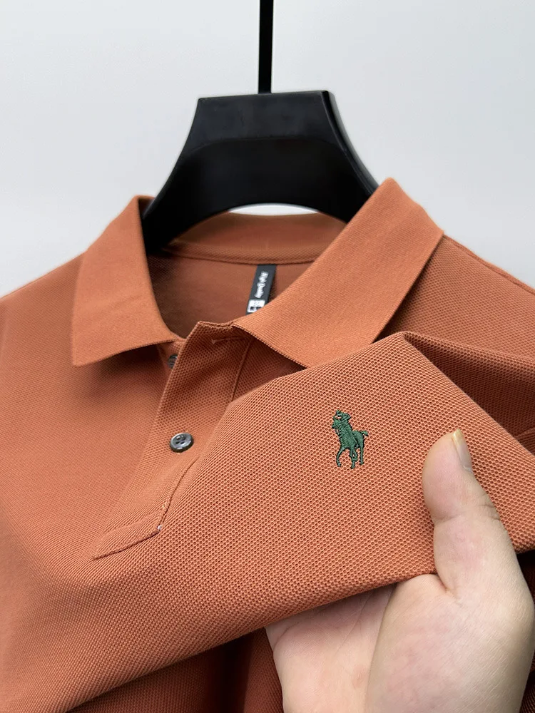 High end brand 100% cotton short sleeve men\'s POLO shirt summer fashion pony embroidery Paul shirt casual business lapel T-shirt