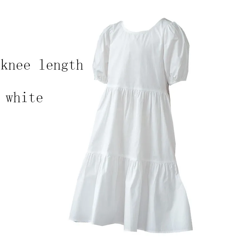 جديد 2025 فساتين للمراهقين الفتيات قمصان الحفلات فستان الصيف الأبيض البيج الأزرق فستان للفتيات ملابس الطفل بلون 7-8 14-16 #5