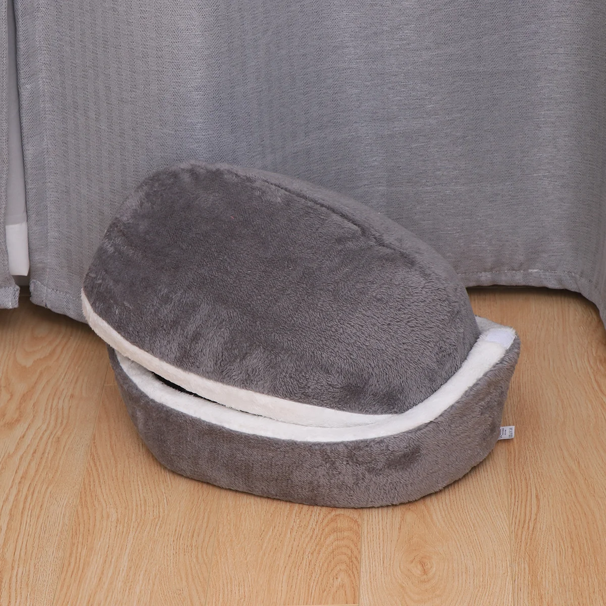 

Winter Warm Pet Bed House with Detachable Cushion Cozy Shape Design for Cat Dog Puppy Small Pets Grey Pet Bed House