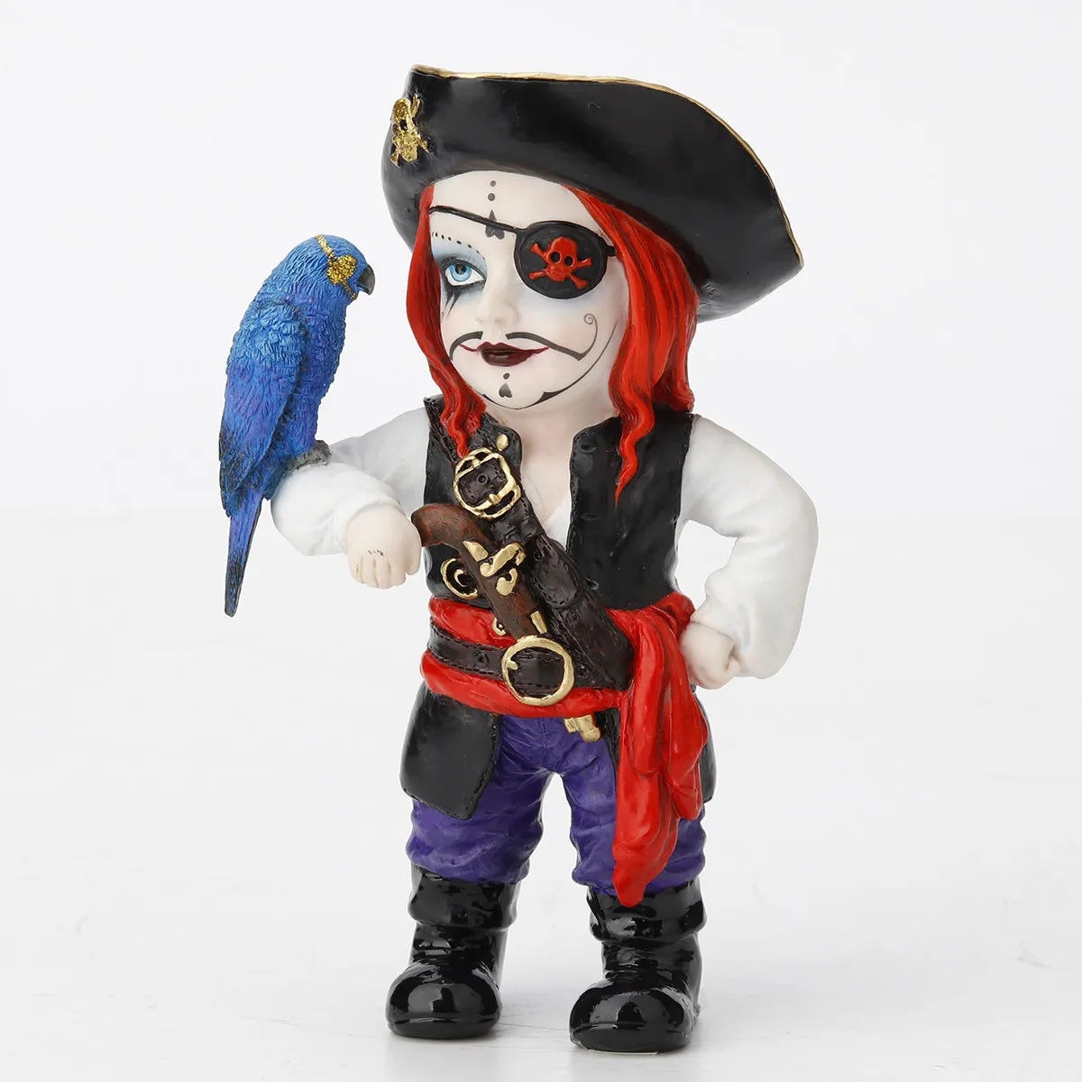 Pirates of the Caribbean Jack Captain Resin Ornament Retro Pirate Parrot Desktop Decorative Figure Halloween Collectible Statue