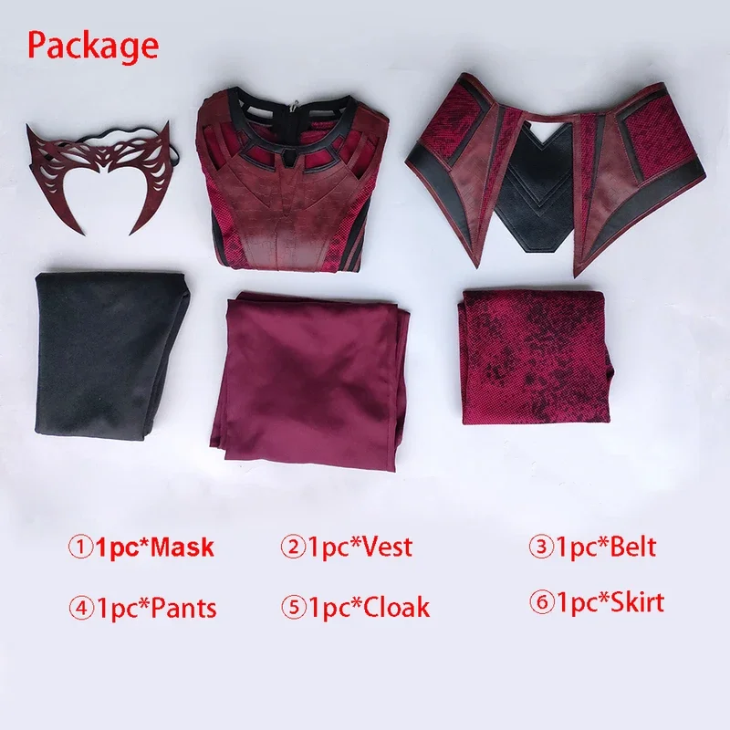 Cafele Frauen Wanda Maximoff Cosplay Kostüm scharlachrote Hexe Kopf bedeckung Umhang und Hosen komplettes Set Outfit Halloween Accessoires Requisiten