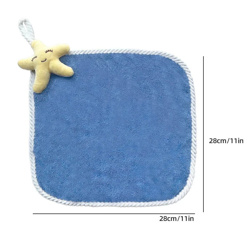 Cute Hanging Coral Fleece Hand Towel Quick Dry Cartoon Kids Towel Kitchen Bathroom Absorbent Cleaning Rag