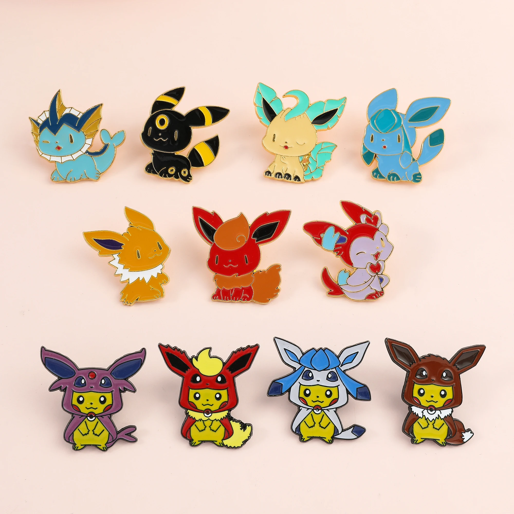 4/5Pcs Cute Pikachu Brooch Set Creative Espeon Umbreon Enamel Pins Wallet Backpack Clothes Jewelry Metal Emblem Accessories Gift view 6