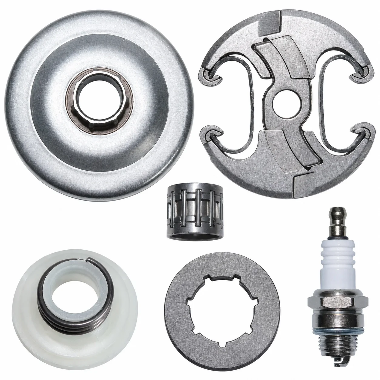 Chainsaw Clutch Drum 3/8 7T Sprocket Rim Needle Bearing Kit For Husqvarna 340 345 346XP 350 351 353 445 450E 537110503 505203001