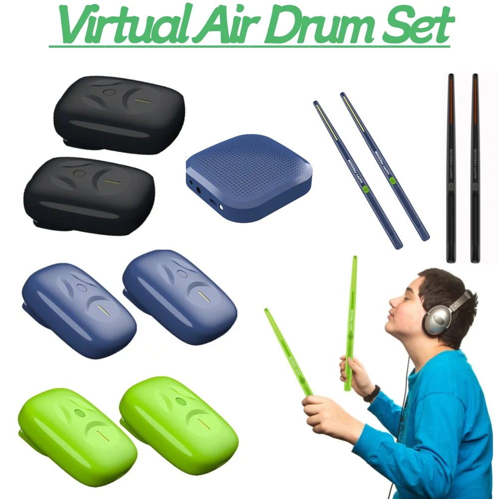 Electronic Virtual Air Drum Drumsticks Pedals Professional Virtual Reality Drum Kit for Beginners Children Adults