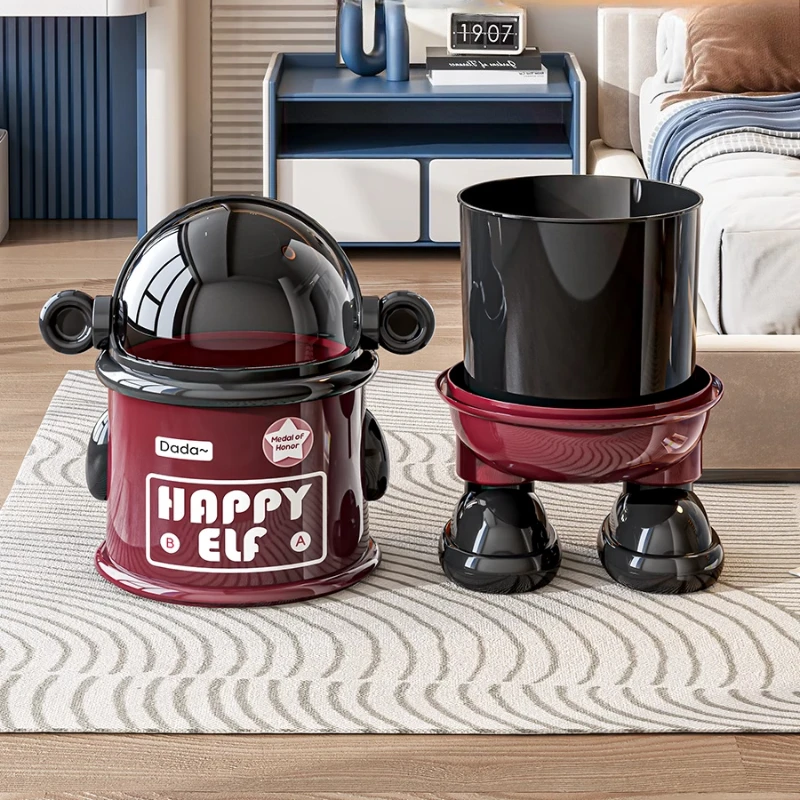 

Мусорный бак большой емкости для гостиной, модный мультяшный дизайн крышки, просторное мусорное ведро для спальни, большое отверстие с откидной крышкой