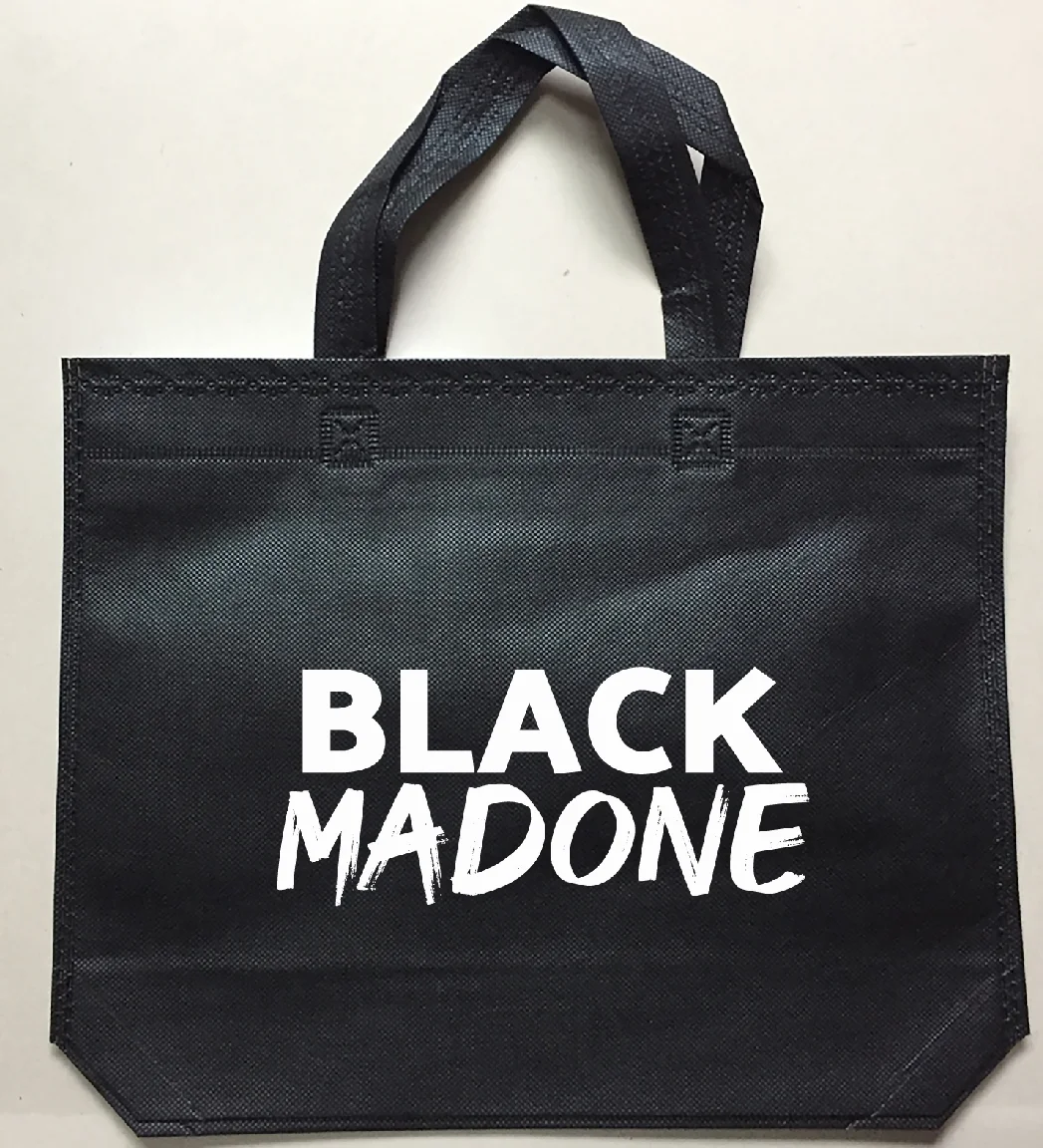 38x32cm 200 pcs black bag  non woven bag customize logo two sides print