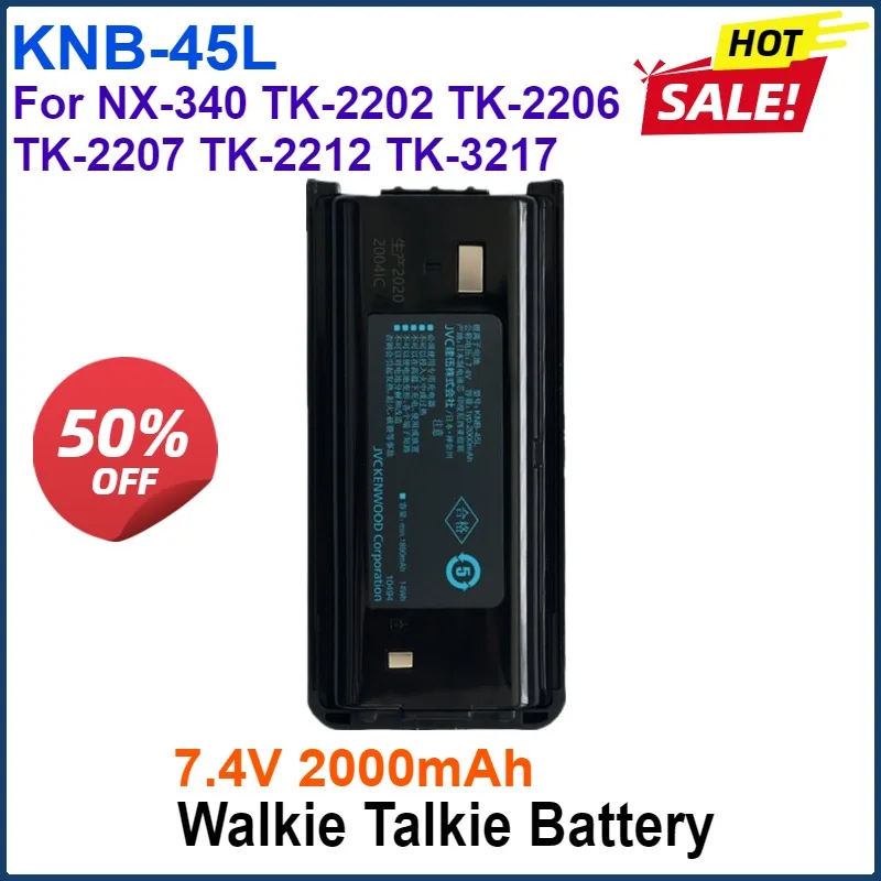 

7.4V 2000mAh Walkie Talkie Battery KNB-45L Li-Ion Battery Support Type-c Charging For NX-340 TK-2202 TK-2206 TK-2207 Kenwood