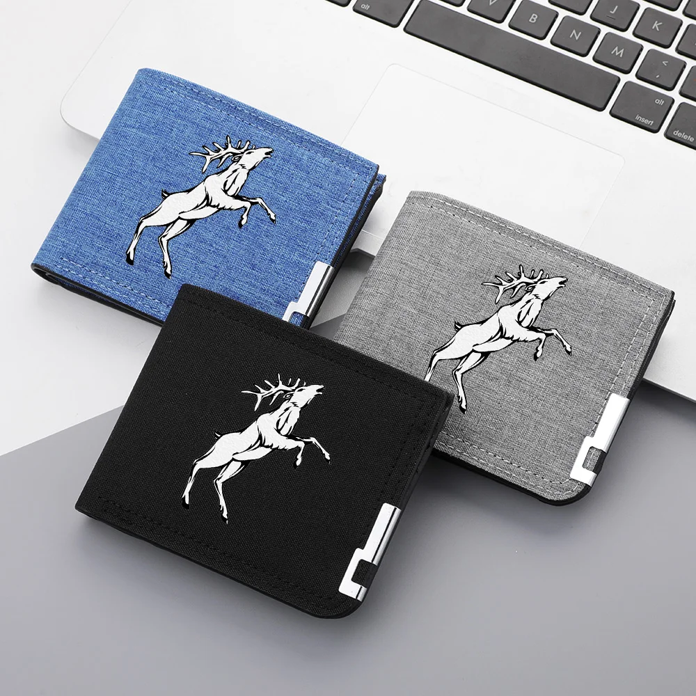 محفظة رجالية عالية الجودة كارتونية قصيرة من القماش قابلة للطي بسحاب وإبزيم متعدد الوظائف للعملات المعدنية