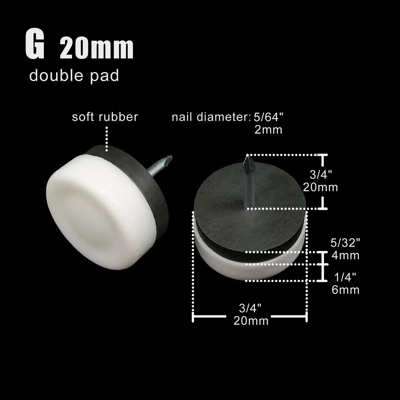 4/32 Stück Möbel Stuhl Tischbein unten Füße Glide Slide Decke Holzbodenschutz stumm kein Lärm Nagel auf 16/20/24/28/30 mm – Detail 7