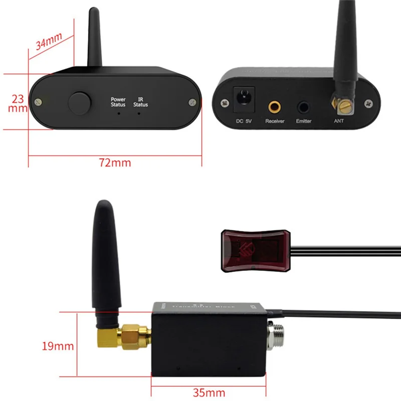 Repetidor IR sem fio, kit repetidor IR sem fio/kit extensor de controle remoto WL-T2 para controlar dispositivos domésticos inteligentes (E1)