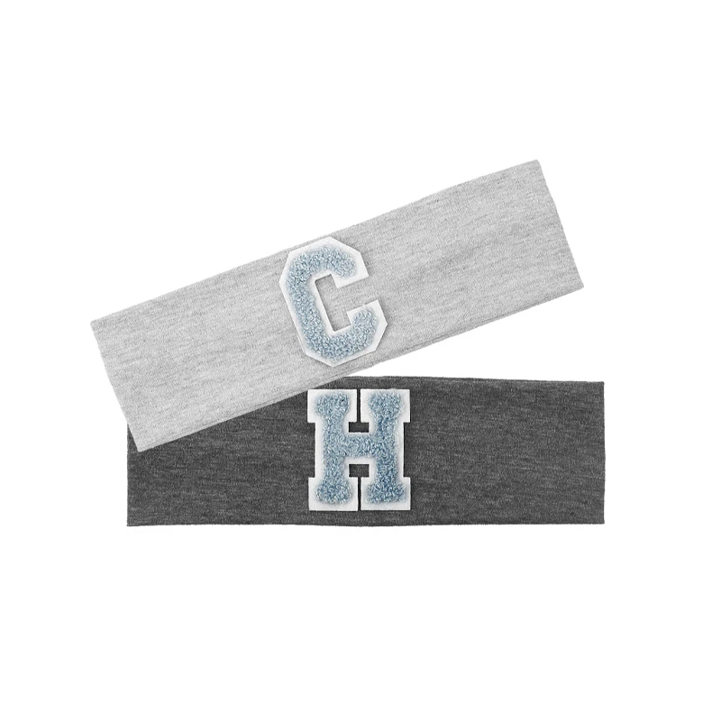 Geebro Baby Boys Girls Blue Letter Cotton Headbands Child Kids Soft Solid Elastic Casual Headwear Hair Band Hair Accessories
