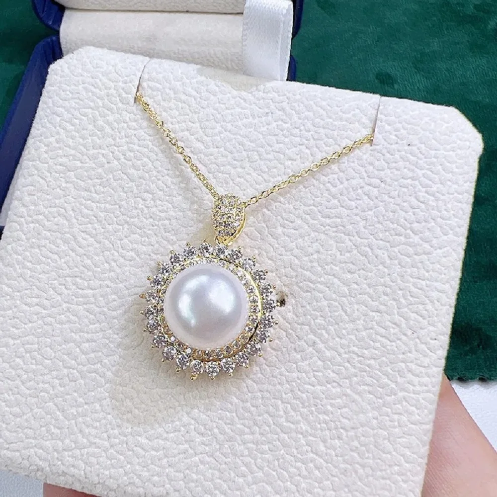 

AAA+ Natural Round AKOYA White Pearl Pendant 18in Amazing 10-11mm 11-12mm 925S Gift Box Freeshippings Items