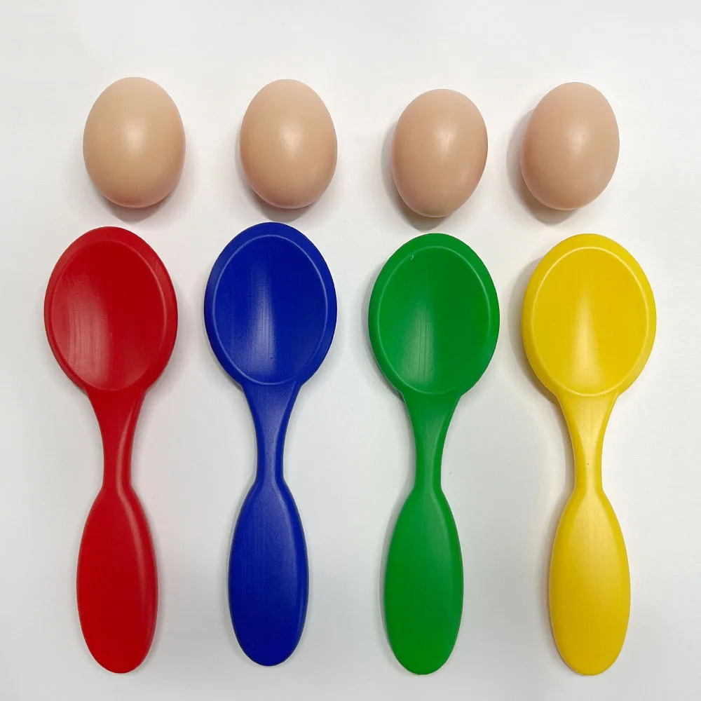 مجموعة واحدة من ملعقة موازنة بيض عيد الفصح، ملعقة موازنة البيض الممتعة، لعبة مسابقة الجري