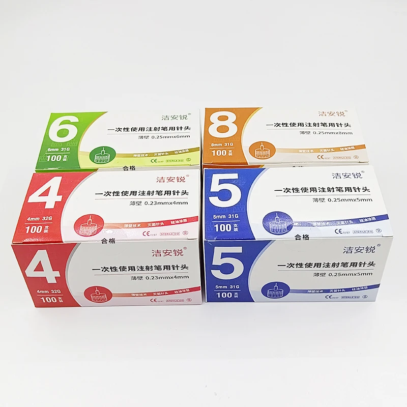 100Pcs/box Insulin Cartridges For Lilly Insulin Injection Pen Individual Packaging Medical Insulin Pen Tip 4mm 5mm 6mm 8mm