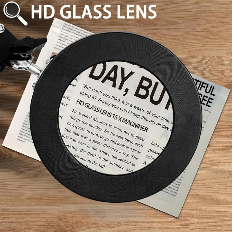 

AT21-8X Magnifying Glass With Light, Table Lamp With Stand And Clamp, 2-In-1 LED Desk Lamp With Magnifier, 3 Color Modes