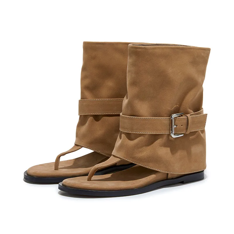 

AIYUQI 2026 New Women's Sandals and Boot Retro Flip-Flop Sandals Women Plus Size flat Summer Beach Boots female