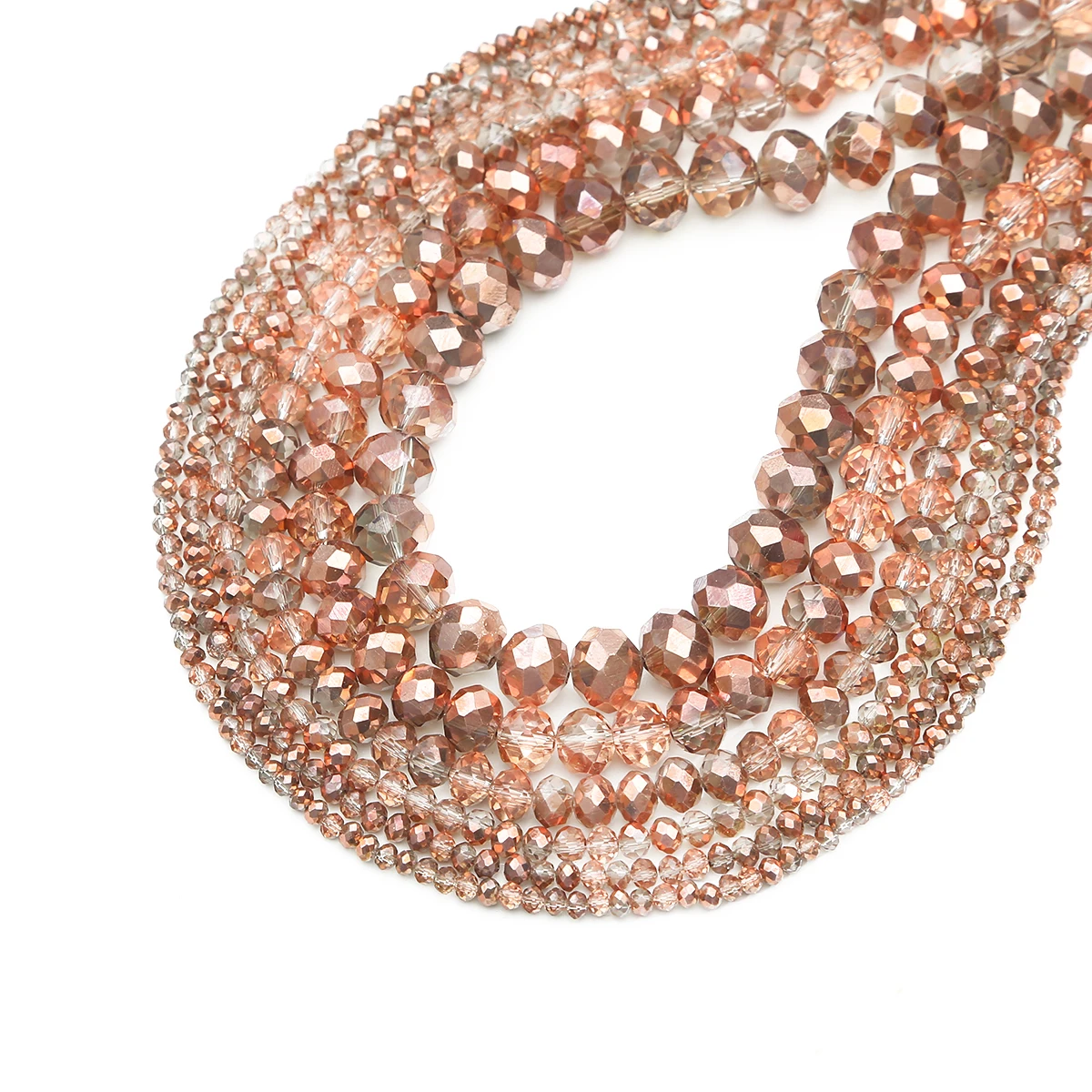 2/3/4/6/8/10mm Roségold facettierte Glasperlen Kristall Rondelle lose Perlen für Schmuckherstellung DIY Armband Halskette Herstellung – Detail 5