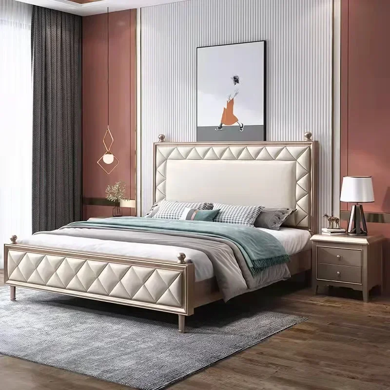 

American-style solid wood storage bed, French-style master bedroom, luxurious and upscale beech wood high-end and luxurious bed