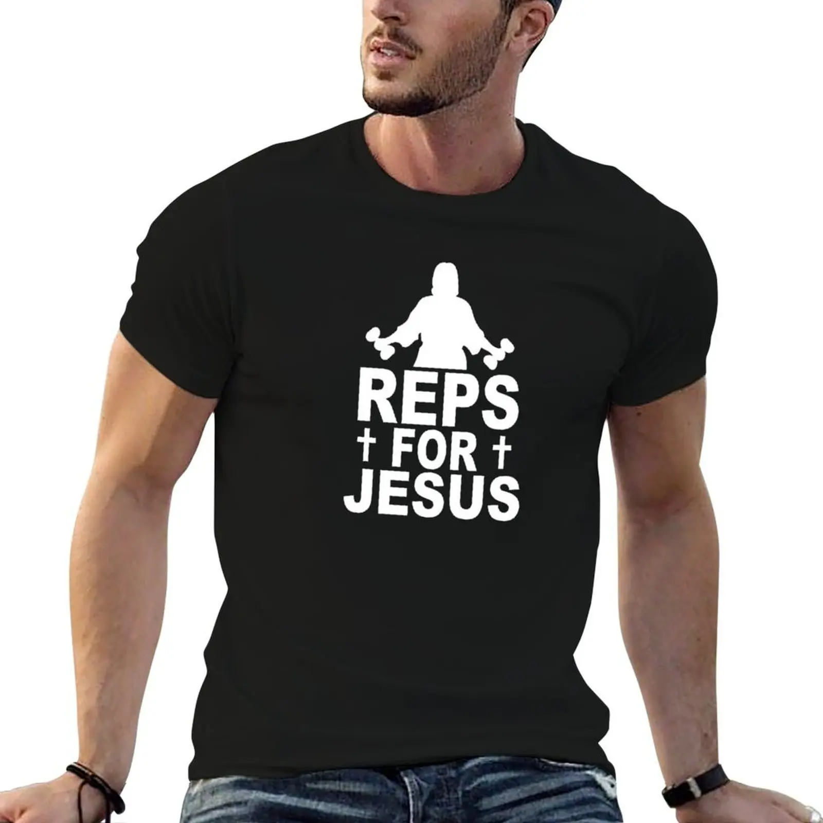 Reps For Jesus Art Design تي شيرت تي شيرت رجل عادية تي شيرت للرجل حزمة القطن تي شيرت