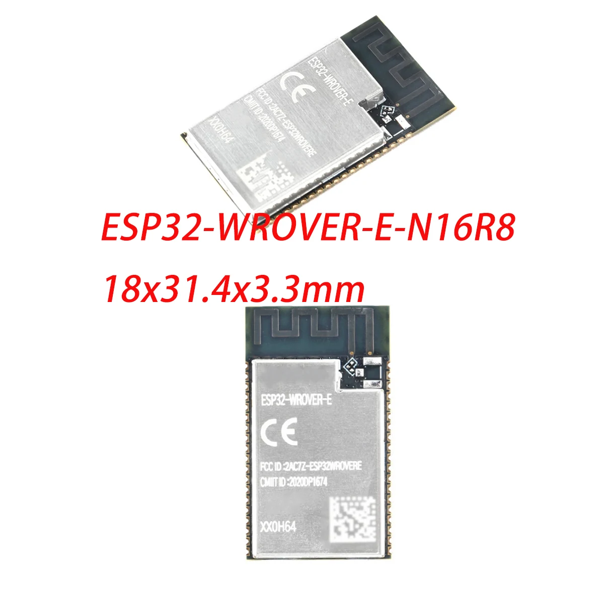 1PCS ESP32-WROVER-E-N16R8 18x31.4x3.3mm WIFI PCB TH SMD I2C GPIO UART SPI SDIO ADC I2S 2.4GHz 16MB SMD Module 64Mbit NEWOriginal