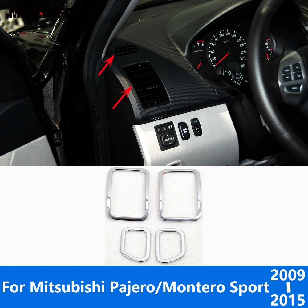 For Mitsubishi Pajero/Montero Sport 2009-2014 2015 Interior Chrome Front Air Condition Vent Outlet Cover Trim Car Accessories