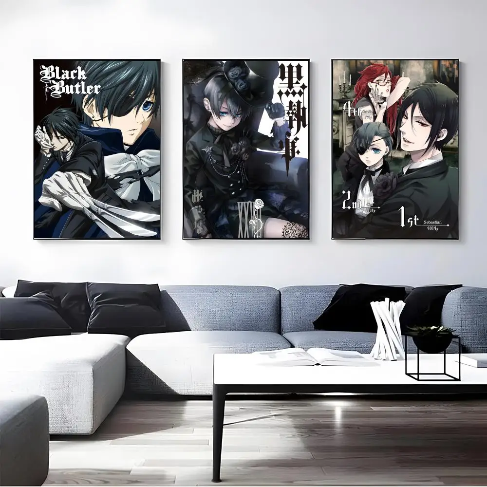 Anime B-Black Butler Poster Self-adhesive Art Waterproof Paper Sticker Coffee House Bar Room Wall Decor