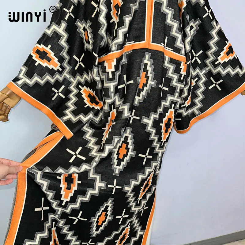 WINYI winter dress Comfort Warm fashion kaftan Holiday dress Elegant Africa Women Boho party winter clothes for women long dress