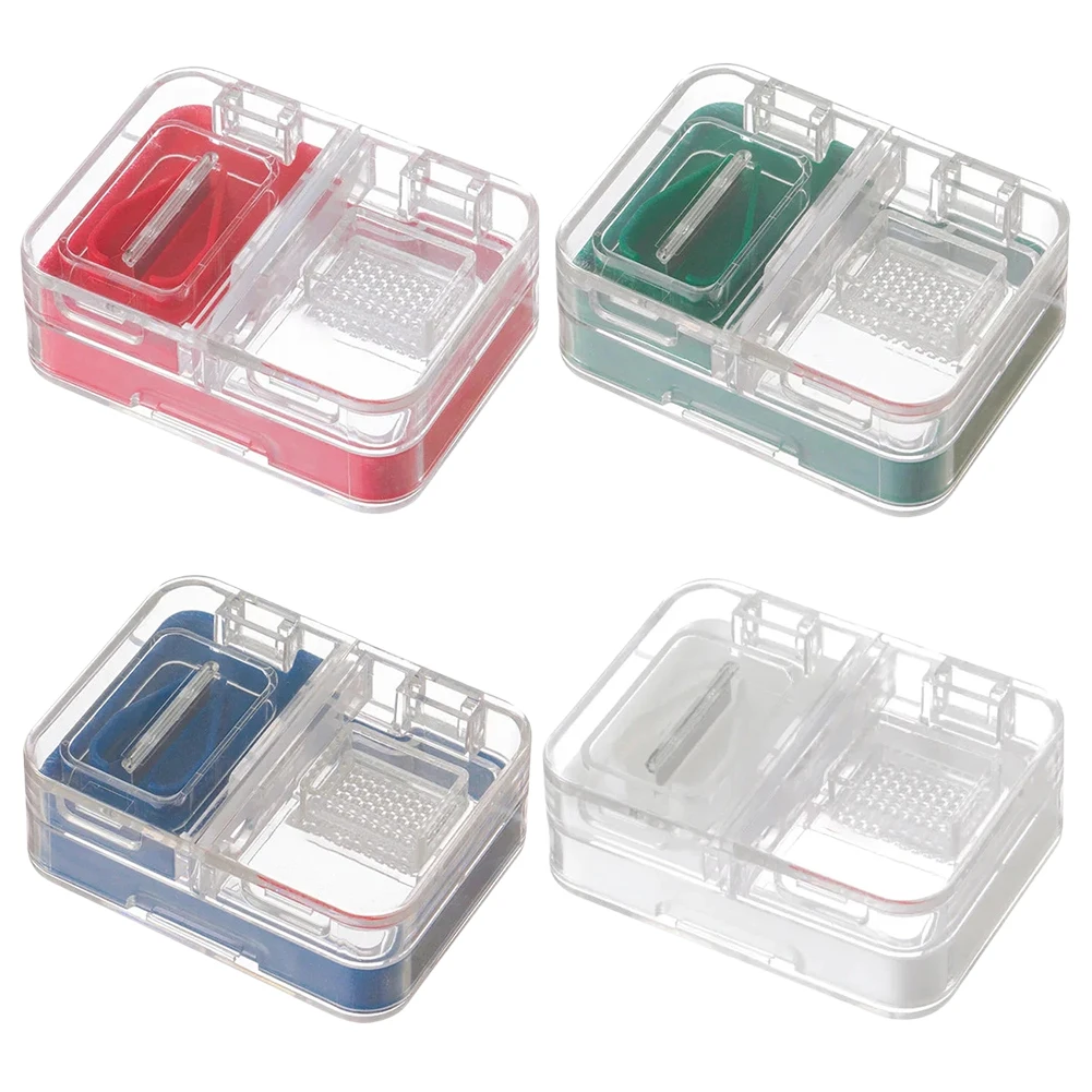 

Pill Organizer Small Square Medicine Box 4 Compartment Moisture-Proof Travel Pill Case with Pill Cutter for Fish Oil