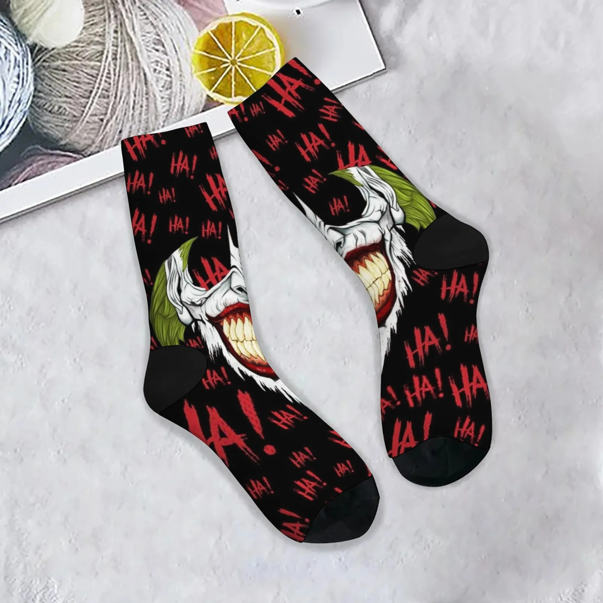 

Носки Bat HA HA HA Retro Joker Happy, новинка, забавные мужские носки, уличные носки в стиле хип-хоп, индивидуальные трендовые носки, сумасшедшая вечеринка, карнавальный подарок