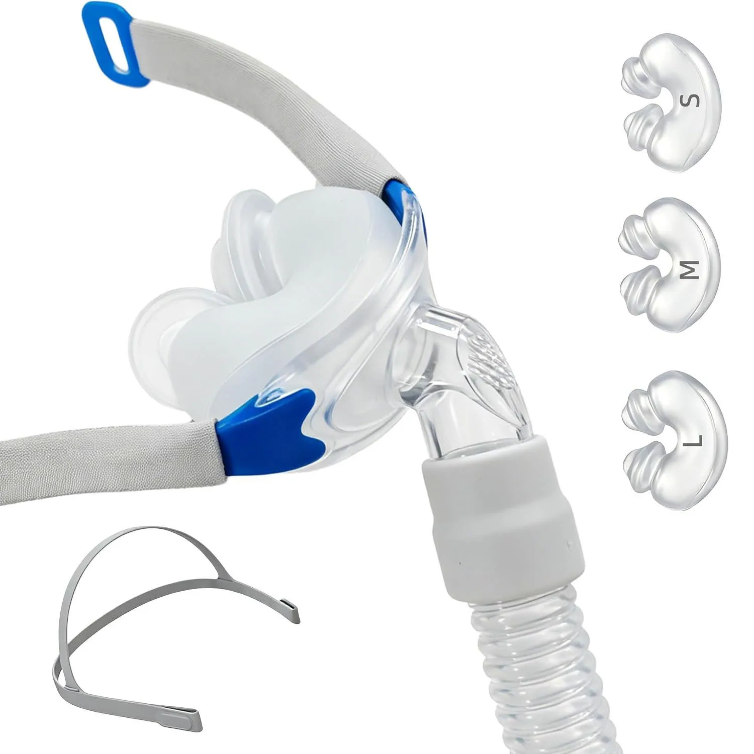 1 set CPAP Universal Nasal Pillow Replacement Kit, CPAP Mask Accessory with S/M/L Cushions Headgear Tube Frame, Comfort Seal