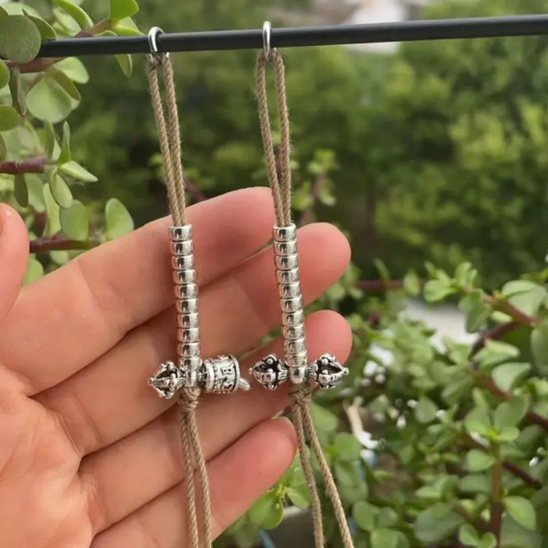 Tibetan Silver Counter Side Hanging Pair Accessory for Full 108 DIY Pixin Vajra Set Handmade Unisex Elegant Fine Top Super Gift view 4
