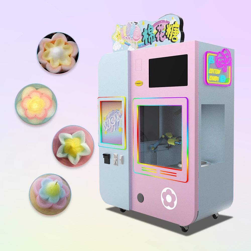 Customized Intelligent Backend Cotton Candy Vending Machine Fully Automatic Highly Attractive Efficient High Capacity Mall Event