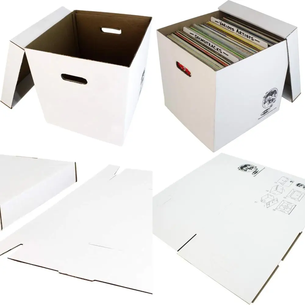 

Sturdy 10-Piece 12 Vinyl Record Boxes - Heavy-Duty Cardboard with Removable Lid - Holds 90 Records - Ideal for Long-Term Archiva