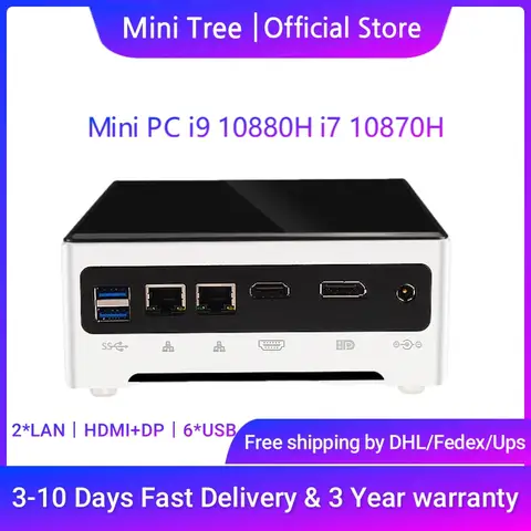 Intel-Mini computador de secretária do PC NVME, Intel NUC, 10o Gen, núcleo i9, 10885H, i7 10870H, Lan duplo, Win10, escritório home, negócio, 32 GB DDR4, 1TB