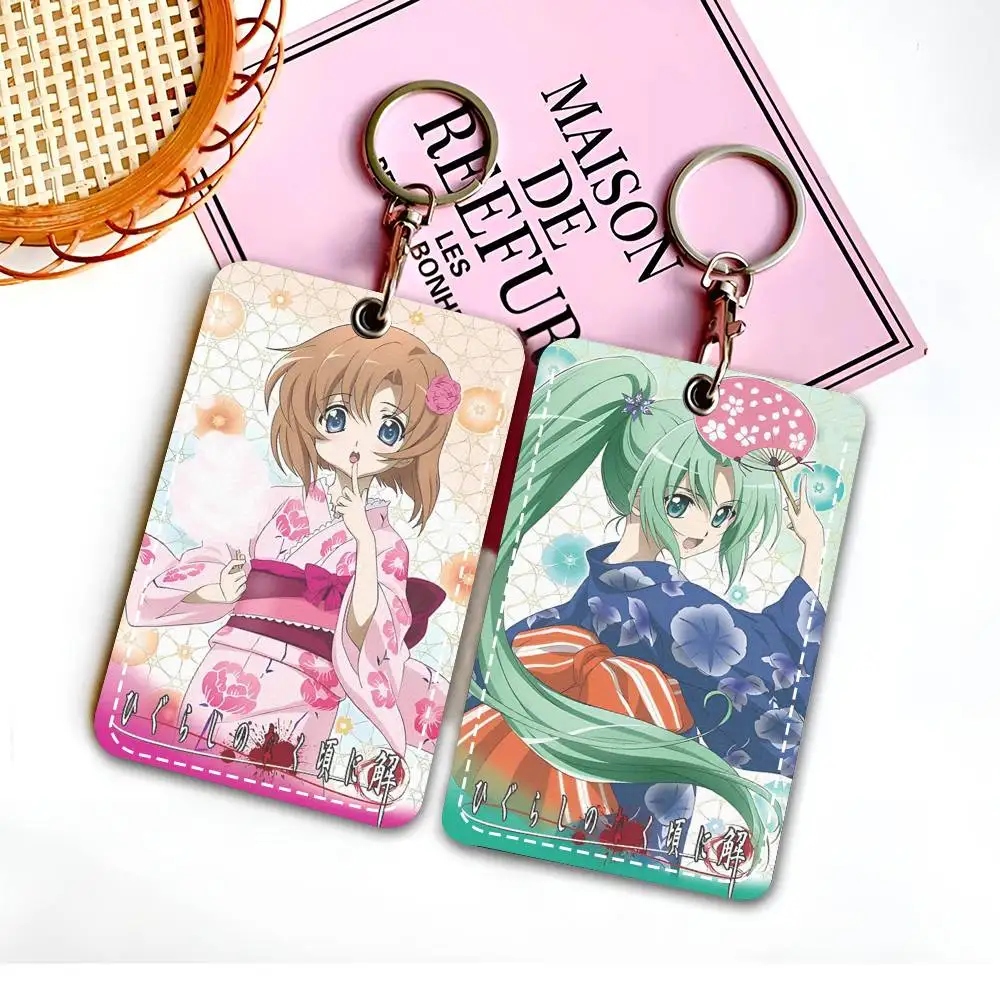 Llavero con tarjetero de acceso de anime y videojuego When They Cry H-Higurashi, para tarjetas de identificación y control de acceso