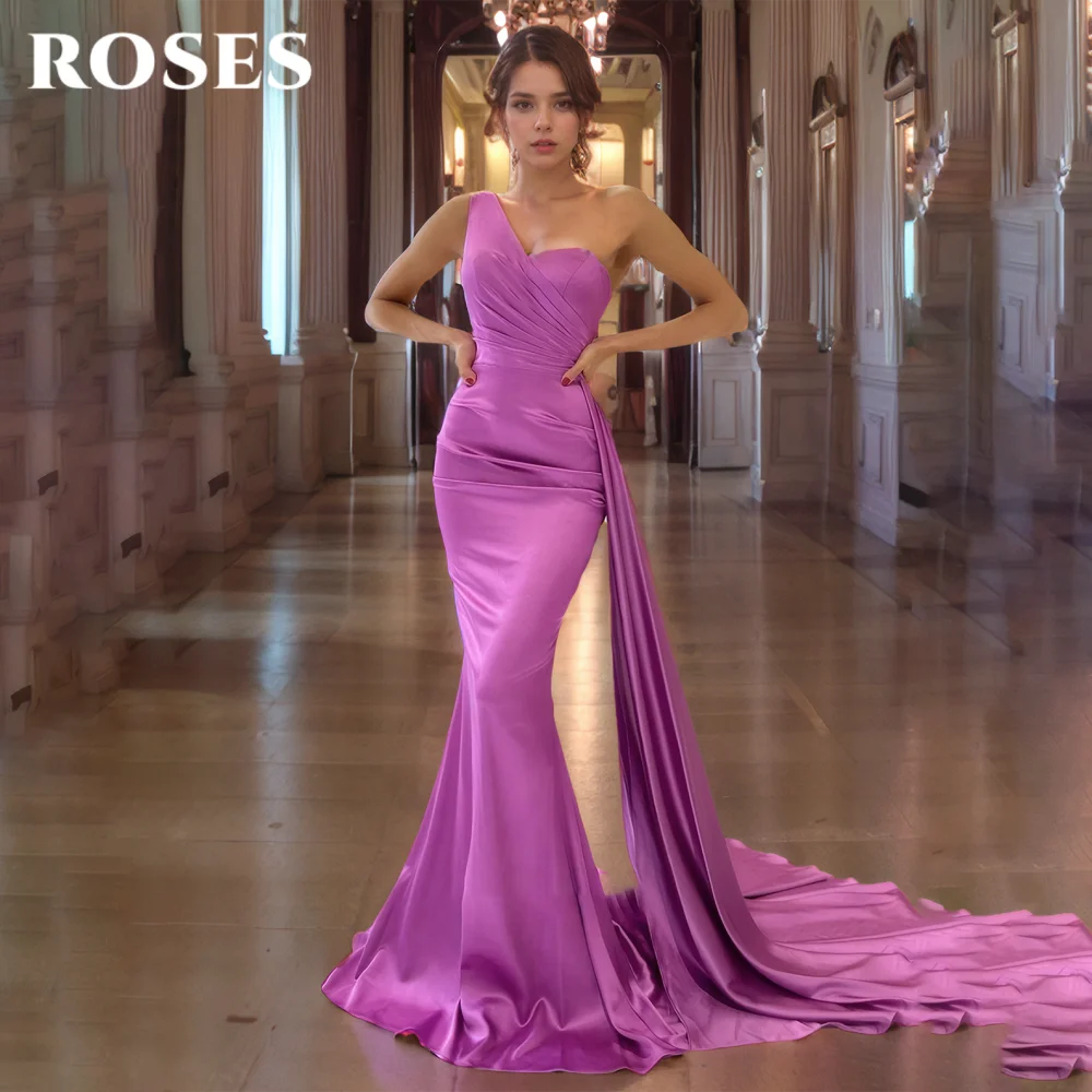 

ROSES Purple Elegant Prom Dress One Shoulder Sweetheart Celebrity Dress Stain Sleeveless Mermaid Evening Dress 프롬 드레스 Customized