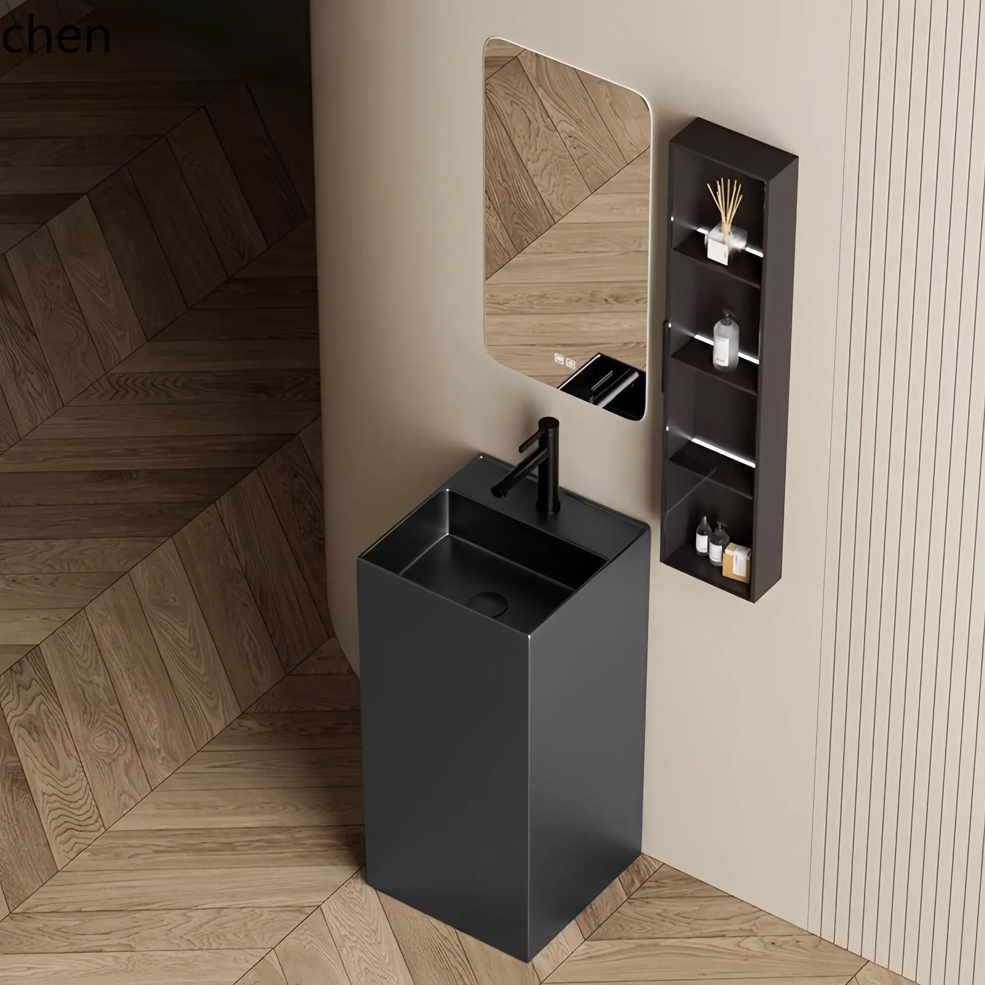 

PYH Balcony Standing Basin Wash Basin Outdoor Handwashing Basin Courtyard Ceramic Washstand Integrated Floor-standing
