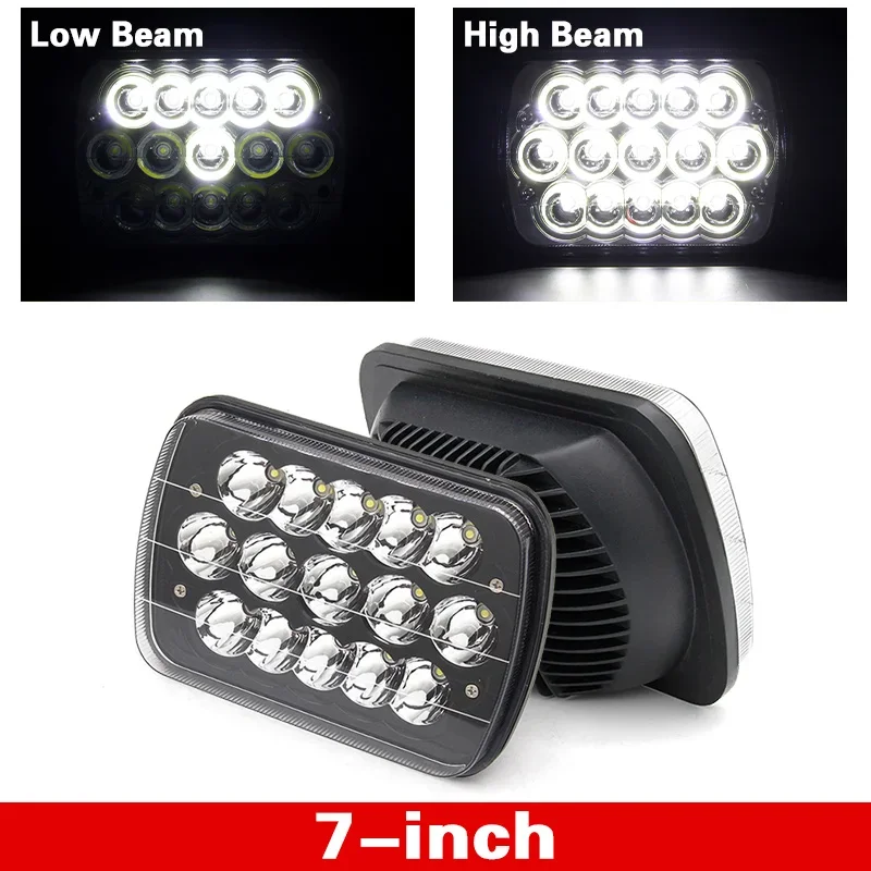 

5X7 Inch Led Headlight Spot Beam 6500K White Led Driving Daily Running Light for Trucks Pickup 12V 24V for Jeep Wrangler Yj