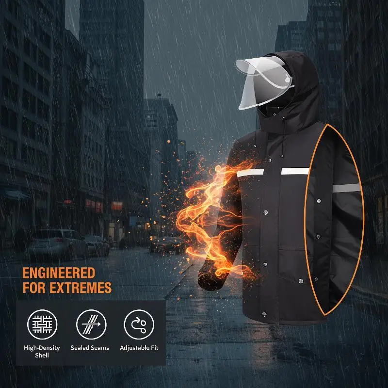 Full Body Raincoat And Rainpants Suit For Electric Bicycle Motorcycle Reflective Split Design For Takeaway Riding Storm Protec