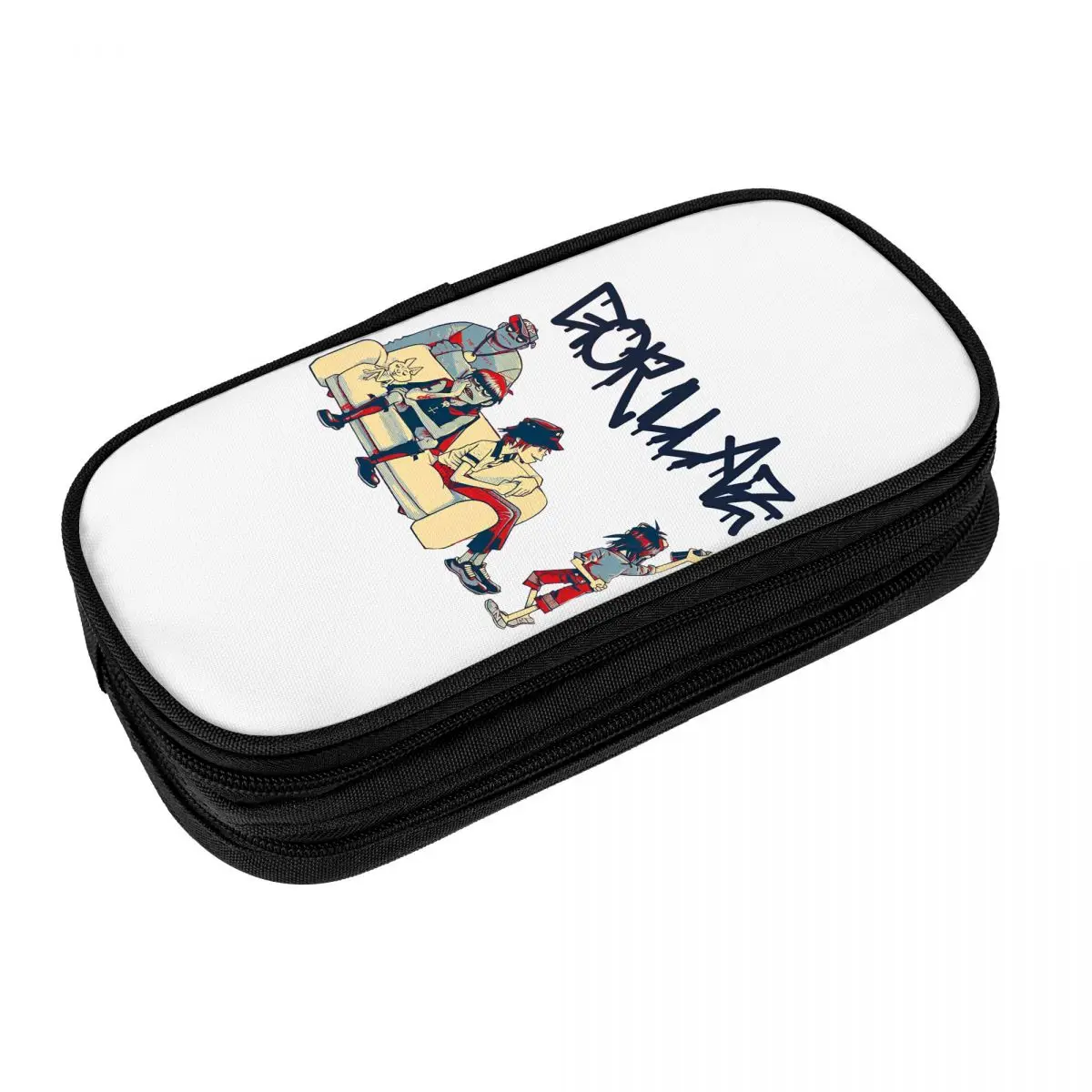 Gorillaz Modern Music Band Cartoon Pencil Case Double Layer Pencil Box Students Kawaii University School Pencil Cases Stationery