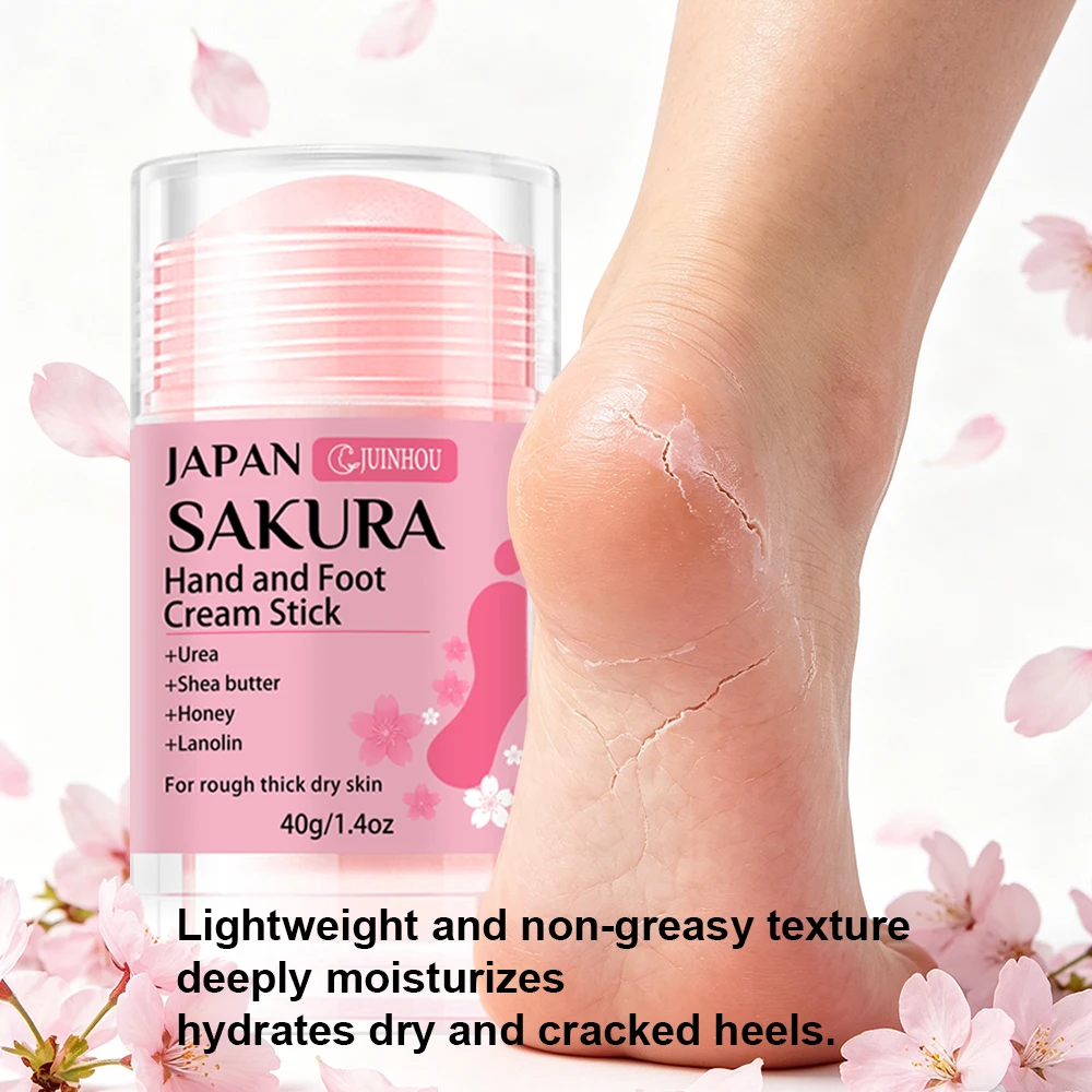 JUINHOU 60% UREA+2% SALICYLIC ACID CHERRY BLOSSOM HAND AND FOOT CREAM STICK Deep Hydration Moisturize Dry Skin Protect Your Heel