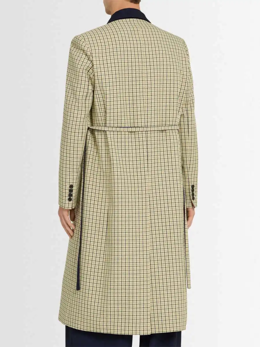 ربيع الخريف جديد الرجال شبكة معطف طويل 1 قطعة مزدوجة الصدر الشق التلبيب معطف تخفيف الأعمال الخاصة مخصص #3