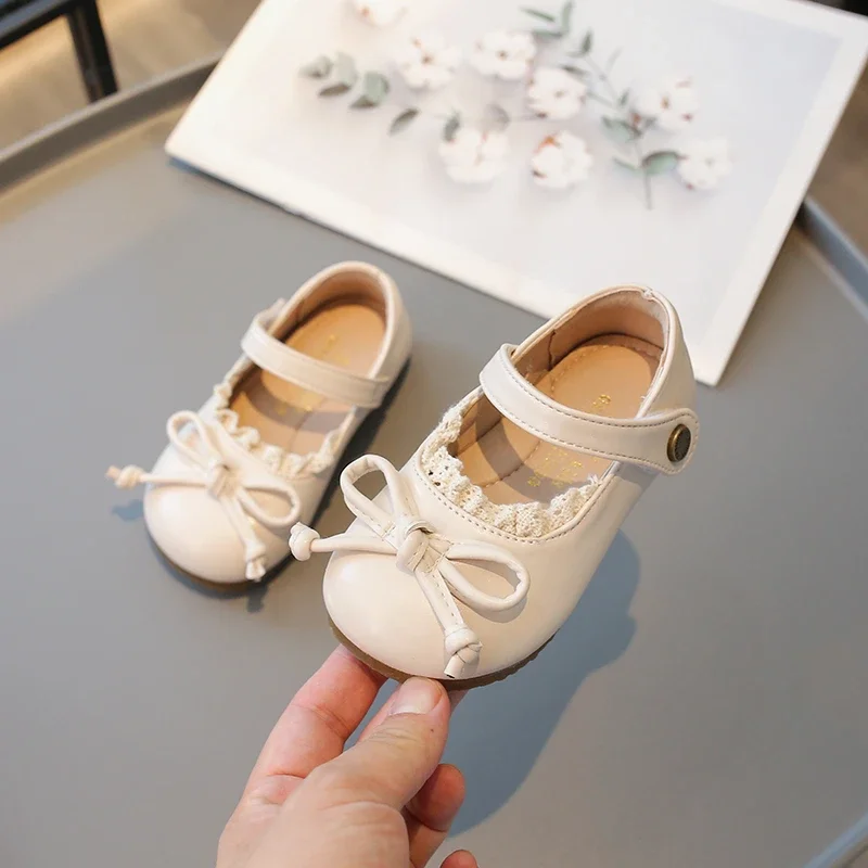 

Spring Autumn Kids Causal Leather Shoes Trend Fashion Little Girls' Princess Ballet Shoes Sweet Ruffled Edge Children Flat Shoes