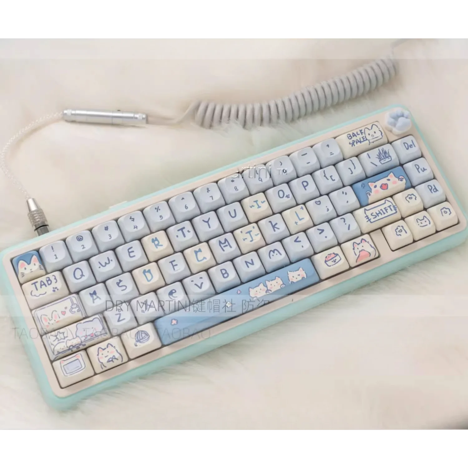 Imagem -06 - Bonito Gato Azul Moc Keycaps Pbt 145 Chaves Apto para Cherry Gateron Interruptores mx Teclados Mecânicos Meninas