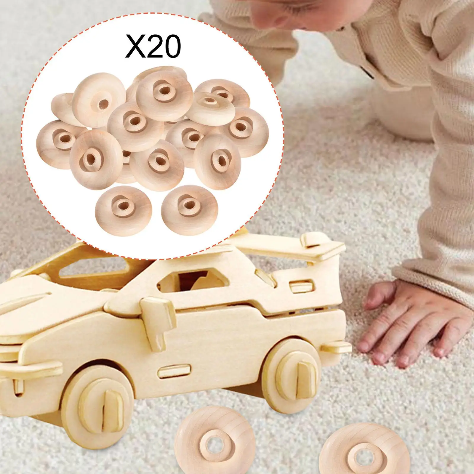 

Wooden Craft Wheels Unfinished 2 Inch Discs DIY Mini Build Wooden Car Kits for Children's Projects
