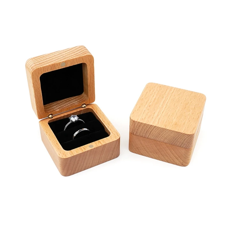 Wooden Jewelry Gift Box Small Rustic Engagement Ring Box Jewelry for Case Ring
