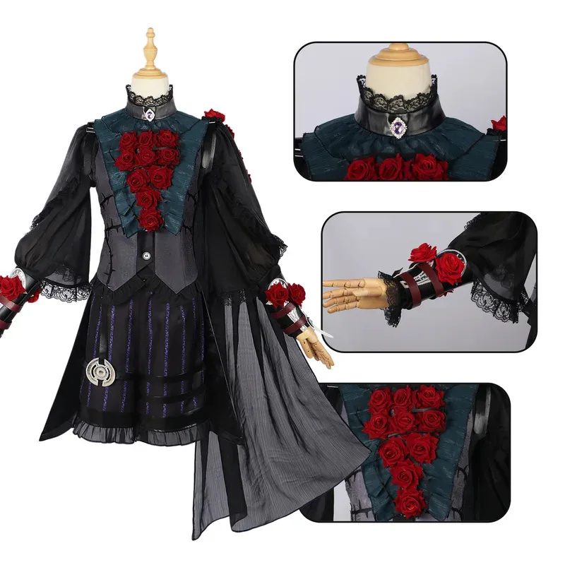 게임 아이덴티티 V 아다 메스머 에밀 코스프레 의상 여성 남성 블랙 로즈 드레스 할로윈 크리스마스 새해 카니발 파티 코스프레